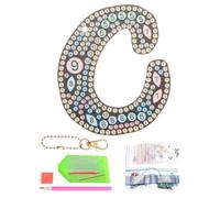 PATIKIL Diamond Art Keychains, 1 PCS Diamond Art Painting Letters Keychains Initial Alphabet Kit DIY Crystal Rhinestones Key Chain Double Sided 5D for Gift Christmas, C