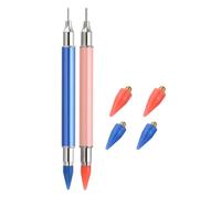 PATIKIL Diamond Art Pens with Wax, 2 Pcs Double Heads Diamond Art Accessories Refillable Wax Pen with 4Pcs Wax for Diamond Art Nail DIY Craft, Pink and Blue