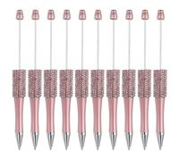 PATIKIL Diamond Beadable Pens, 10 Pcs Plastic Black Ink Bead Pen Creative DIY Ballpoint Pens for Teacher Office DIY Crafts Party Decorations Handmade Supplies, Pink