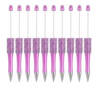 PATIKIL Diamond Beadable Pens, 10 Pcs Plastic Black Ink Bead Pen Creative DIY Ballpoint Pens for Teacher Office DIY Crafts Party Decorations Handmade Supplies, Dark Pink
