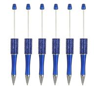 PATIKIL Diamond Beadable Pens, 6 Pcs Plastic Black Ink Bead Pen Creative DIY Ballpoint Pens for Teacher Office DIY Crafts Party Decorations Handmade Supplies, Blue