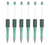 PATIKIL Diamond Beadable Pens, 6 Pcs Plastic Black Ink Bead Pen Creative DIY Ballpoint Pens for Teacher Office DIY Crafts Party Decorations Handmade Supplies, Dark Blue