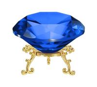 PATIKIL Diamond Crystal Paperweight, 100mm / 3.94" Crystal Paperweight Paper Weight with Gold 25 Metal Base for Home Office Desktop Table Decor Wedding Party Ornaments, Dark Blue