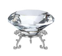 PATIKIL Diamond Crystal Paperweight, 80mm / 3.15" Crystal Paperweight Paper Weight with Silver 19 Metal Base for Home Office Desktop Table Decor Wedding Party Ornaments, Clear