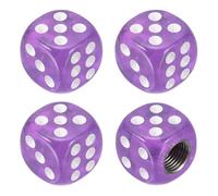 PATIKIL Dice Tire Valve Stem Caps, 4 Pack Universal Plastic Tire Valve Stem Dustproof Caps for Cars Trucks Motorcycles SUV, Purple