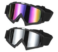 PATIKIL Dirt Bike Goggles, 2 Pcs Goggles ATV Goggles Ski Goggles Racing Helmet Goggles Windproof for Mountaineering Sky Diving Ski Riding, Matte Black with Colorful/Silver Lenses