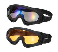 PATIKIL Dirt Bike Goggles, 2 Pcs Motorcycle Goggles ATV Goggles Ski Goggles Racing Helmet Goggles Windproof for Mountaineering Sky Diving Ski Riding, Black with Colorful/Orange Lenses