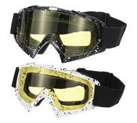 PATIKIL Dirt Bike Goggles, 2 Pcs Motorcycle Goggles ATV Goggles Ski Goggles Racing Helmet Goggles Windproof for Mountaineering Sky Diving Ski Riding, Black/White with Yellow Lenses