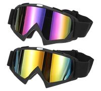 PATIKIL Dirt Bike Goggles, 2 Pcs Motorcycle Goggles ATV Goggles Ski Goggles Racing Helmet Goggles Windproof for Mountaineering Sky Diving Ski Riding, Matte Black with Colorful/Gold Lenses