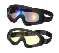 PATIKIL Dirt Bike Goggles, 2 Pcs Motorcycle Goggles ATV Goggles Ski Goggles Racing Helmet Goggles Windproof for Mountaineering Sky Diving Ski Riding, Black with Colorful/Yellow Lenses