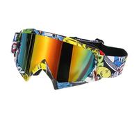 PATIKIL Dirt Bike Goggles, Motorcycle Goggles ATV Goggles Ski Goggles Racing Helmet Goggles Windproof for Mountaineering Sky Diving Ski Riding, Red Yellow with Brilliant Lenses