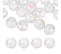 PATIKIL Disco Ball Beads, 50 Pcs 16mm Reflective Round Acrylic Mirror Ball Charm for Decoration DJ Party Crafts Bracelet Jewelry Making, White