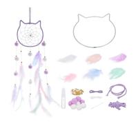 PATIKIL DIY Dream Catcher, Cat Making Dream Catcher Supplies Handmade Feather Pompom Beads for Wall Hanging Ornament Decor Craft, Purple