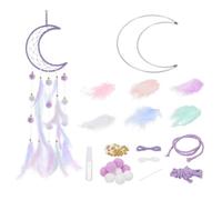 PATIKIL DIY Dream Catcher, Moon Making Dream Catcher Supplies Handmade Feather Pompom Beads for Wall Hanging Ornament Decor Craft, Purple