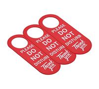 PATIKIL Do Not Disturb Door Hanger Sign, 3 Pack PU Leather Double Sided Door Knob Privacy Sign for Office Home Meeting, Red