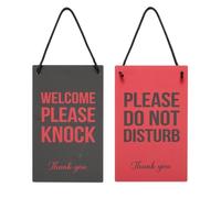 PATIKIL Do Not Disturb Door Hanger Sign, PVC Double Sided Welcome Please Knock Door Sign Decor for Office, Meeting, Session, Home, Recording, Red Black, 10" x 5"