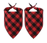 PATIKIL Dog Bandana, 30 x 20 in Cat Scarf Buffalo Plaid Printing Triangle Handkerchief Accessories Adjustable Bibs Washable, (Red), Intended for Small Medium, Large Pet/Puppies