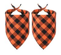 PATIKIL Dog Bandana, 70 x 48 cm Cat Scarf Buffalo Plaid Printing Triangle Handkerchief Accessories Adjustable Bibs Washable, (Orange), Intended for Small Medium, Large Pet/Puppies
