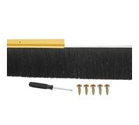 PATIKIL Door Brush Sweeps 1.57" Bristles x 47.24" Long, H-Shape Aluminum Alloy Holder Brush Sweep for Bottom of Door Seal Garage Weather Stripping, Gold/Black