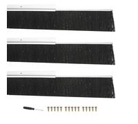 PATIKIL Door Brush Sweeps 2.36" Bristles x 39.37" Long, 3 Sets H-Shape Aluminum Alloy Holder Brush Sweep for Bottom of Door Seal Garage Weather Stripping, Silver/Black