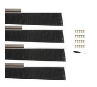 PATIKIL Door Brush Sweeps 2.36" Bristles x 39.37" Long, 4 Sets H-Shape Aluminum Alloy Holder Brush Sweep for Bottom of Door Seal Garage Weather Stripping, Brown/Black