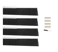 PATIKIL Door Brush Sweeps 2.36" Bristles x 39.37" Long, 4 Sets H-Shape Aluminum Alloy Holder Brush Sweep for Bottom of Door Seal Garage Weather Stripping, Silver/Black