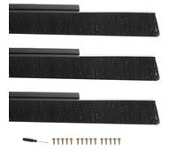 PATIKIL Door Brush Sweeps 2.76" Bristles x 39.37" Long, 3 Sets H-Shape Aluminum Alloy Holder Brush Sweep for Bottom of Door Seal Garage Weather Stripping, Black/Black