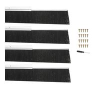 PATIKIL Door Brush Sweeps 3.15" Bristles x 39.37" Long, 4 Sets H-Shape Aluminum Alloy Holder Brush Sweep for Bottom of Door Seal Garage Weather Stripping, Silver/Black