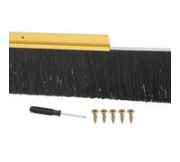 PATIKIL Door Brush Sweeps 3.15" Bristles x 47.24" Long, H-Shape Aluminum Alloy Holder Brush Sweep for Bottom of Door Seal Garage Weather Stripping, Gold/Black