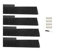 PATIKIL Door Brush Sweeps 3.94" Bristles x 39.37" Long, 4 Sets H-Shape Aluminum Alloy Holder Brush Sweep for Bottom of Door Seal Garage Weather Stripping, Black/Black