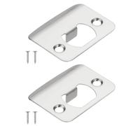 PATIKIL Door Strike Plate 2-1/4"x1-3/4",2 Pcs Round Corner Extended Lip Strike Plate, Universal Security Latch Strike Deadbolt Strike with Screw Interior & Exterior Doors,Silver
