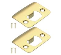 PATIKIL Door Strike Plate 2-1/4"x1-3/4",2Pcs Round Corner Extended Lip Strike Plate,Universal Security Latch Strike Deadbolt Strike Plate with Screw Interior & Exterior Door,Gold
