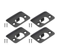 PATIKIL Door Strike Plate 2-1/4"x1-3/4",4 Pcs Round Corner Extended Lip Strike Plate, Universal Security Latch Strike Deadbolt Strike with Screw Interior & Exterior Doors,Black