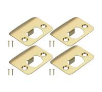 PATIKIL Door Strike Plate 2-1/4"x1-3/4",4 Pcs Round Corner Extended Lip Strike Plate, Universal Security Latch Strike Deadbolt Strike with Screw Interior & Exterior Doors,Gold