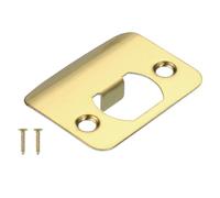 PATIKIL Door Strike Plate 2-1/4"x1-3/4", Round Corner Extended Lip Strike Plate,Universal Security Latch Strike Deadbolt Strike Plate with Screw Interior & Exterior Door,Gold
