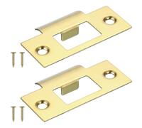 PATIKIL Door Strike Plate 2-3/4"x1-9/16",2Pcs Universal Latch Strike Plate Security T Strike Stainless Steel Deadbolt Strike Plate with Screws for Interior & Exterior Doors,Gold