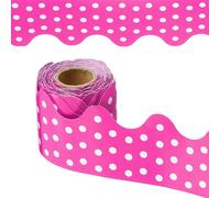 PATIKIL Dots Bulletin Board Border, 33 Feet Poster Chalkboard Cork Decoration Trim Scalloped Borders Wall Decor for Classroom Office Locker, Rose Red