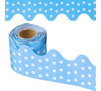 PATIKIL Dots Bulletin Board Border, 33 Feet Poster Chalkboard Cork Decoration Trim Scalloped Borders Wall Decor for Classroom Office Locker, Blue
