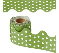 PATIKIL Dots Bulletin Board Border, 33 Feet Poster Chalkboard Cork Decoration Trim Scalloped Borders Wall Decor for Classroom Office Locker, Light Green