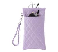 PATIKIL Double Eyeglasses Case, Leather Soft Glasses Cases Portable Sunglasses Pouch Organizer with Carrying Strap for Women Man Glasses Organization, Purple