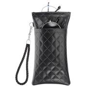 PATIKIL Double Eyeglasses Case, Leather Soft Glasses Cases Portable Sunglasses Pouch Organizer with Carrying Strap for Women Man Glasses Organization, Black