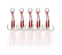 PATIKIL Double Fishing Assist Hooks Kit, 5 Pcs Glow Jigging Hook Slow Fast Fall Jigs Fishing Hooks for Vertical Jigging Lures, Green (8#, 50mmx8mm)
