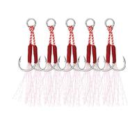 PATIKIL Double Fishing Assist Hooks Kit, 5 Pcs Glow Jigging Hook Slow Fast Fall Jigs Fishing Hooks for Vertical Jigging Lures, Green (13#, 60mmx13mm)
