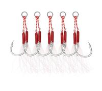 PATIKIL Double Fishing Assist Hooks Kit, 5 Pcs Glow Jigging Hook Slow Fast Fall Jigs Fishing Hooks for Vertical Jigging Lures, Green (20#, 73mmx20mm)