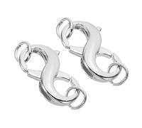 PATIKIL Double Lobster Clasp, 2 Pack Necklace Clasps and Closures Necklace Extender Copper with Ring for DIY Jewelry Repair Kit Bracelet Closing, Silver