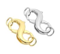 PATIKIL Double Lobster Clasp, 2Pcs Necklace Clasps and Closures Necklace Extender Copper with Ring for DIY Jewelry Repair Kit Bracelet Closing, Golden Silver
