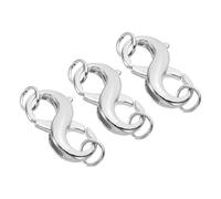 PATIKIL Double Lobster Clasp, 3 Pack Necklace Clasps and Closures Necklace Extender Copper with Ring for DIY Jewelry Repair Kit Bracelet Closing, Silver