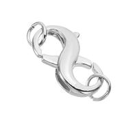 PATIKIL Double Lobster Clasp, Necklace Clasps and Closures Necklace Extender Copper with Ring for DIY Jewelry Repair Kit Bracelet Closing, Silver