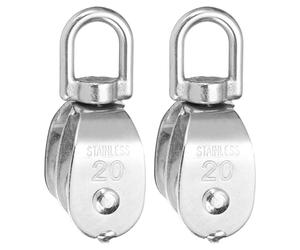 PATIKIL Double Pulley Block, 2pcs M20 304 Stainless Steel Wire Rope Lifting Crane Pulley Swivel Hook Hanging Wheel for Construction Warehouse Marine Industrial Home Use, Silver