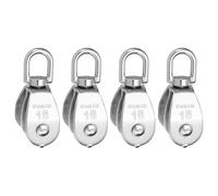 PATIKIL Double Pulley Block, 4pcs M15 304 Stainless Steel Wire Rope Lifting Crane Pulley Swivel Hook Hanging Wheel for Construction Warehouse Marine Industrial Home Use, Silver
